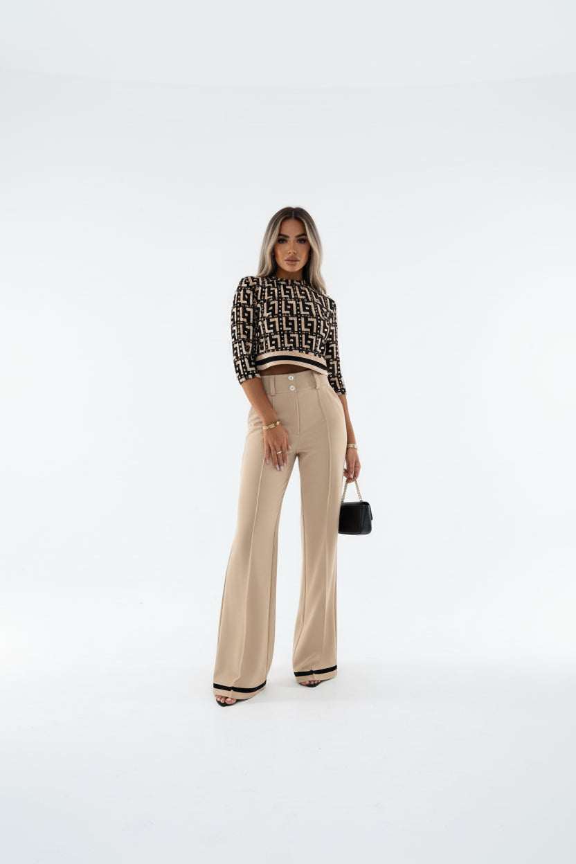 Sofía | Conjunto Top corto y Pantalón ancho