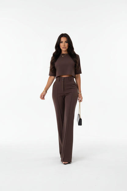 Sofía | Conjunto Top corto y Pantalón ancho